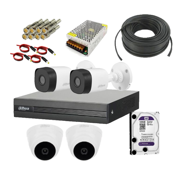 پکیج کامل دوربین مداربسته 4 عددی برند داهوا