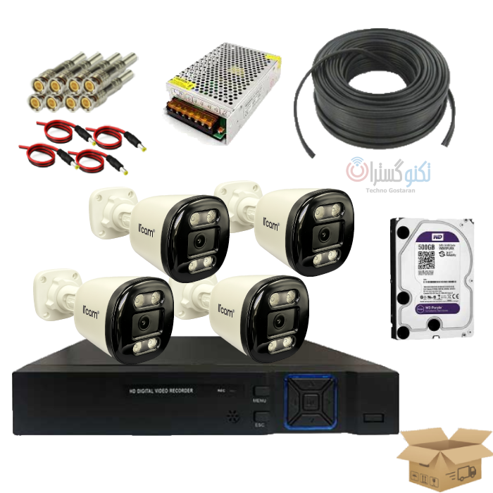 پکیج کامل دوربین مداربسته 4 عددی   دید در شب رنگی ITCAM - فروش ویژه