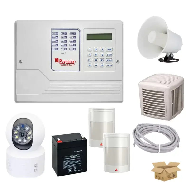 پکیج کامل دزدگیر پایرونیکس با دو چشمی سیمی و بک دوربین وای فای با گارانتی معتبر