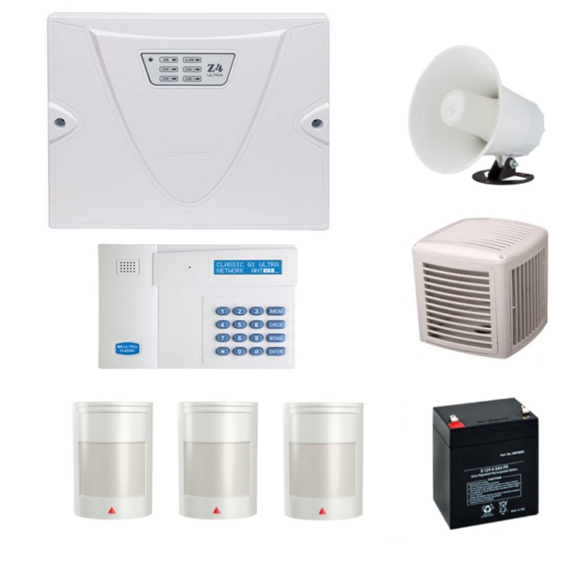 پکیج کامل دزدگیر کلاسیک همراه با سه چشمی با سیم