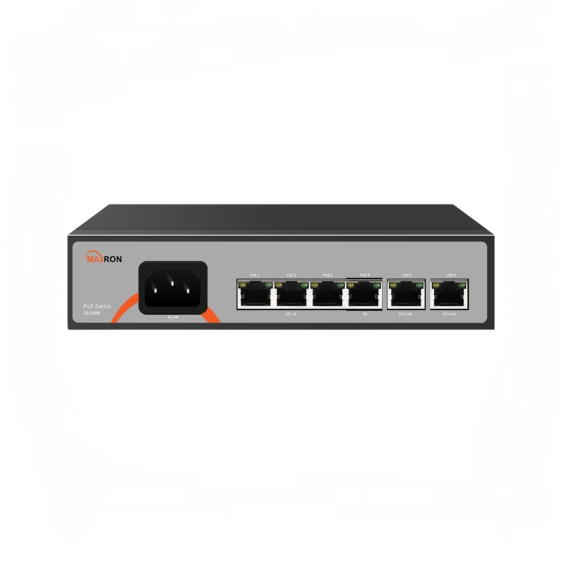 سوییچ شبکه 4 پورت 10/100 مکسرون مدل MSW-3004FP-2FL-60I