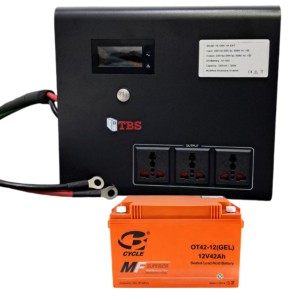 پکیج آماده نصب یو پی اس  1200 ولت آمپر برند TBS با یک باتری 42 آمپر وارداتی