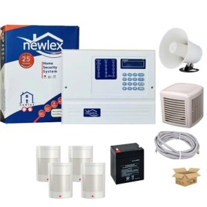 پکیج کامل دزدگیر سیم کارتی نیولکس NEWLEX با 4 چشمی سیمی