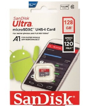 کارت حافظه سن دیسک Ultra A1 ظرفیت ۱۲۸ گیگابایت کلاس ۱۰ سرعت ۱۲۰MBps