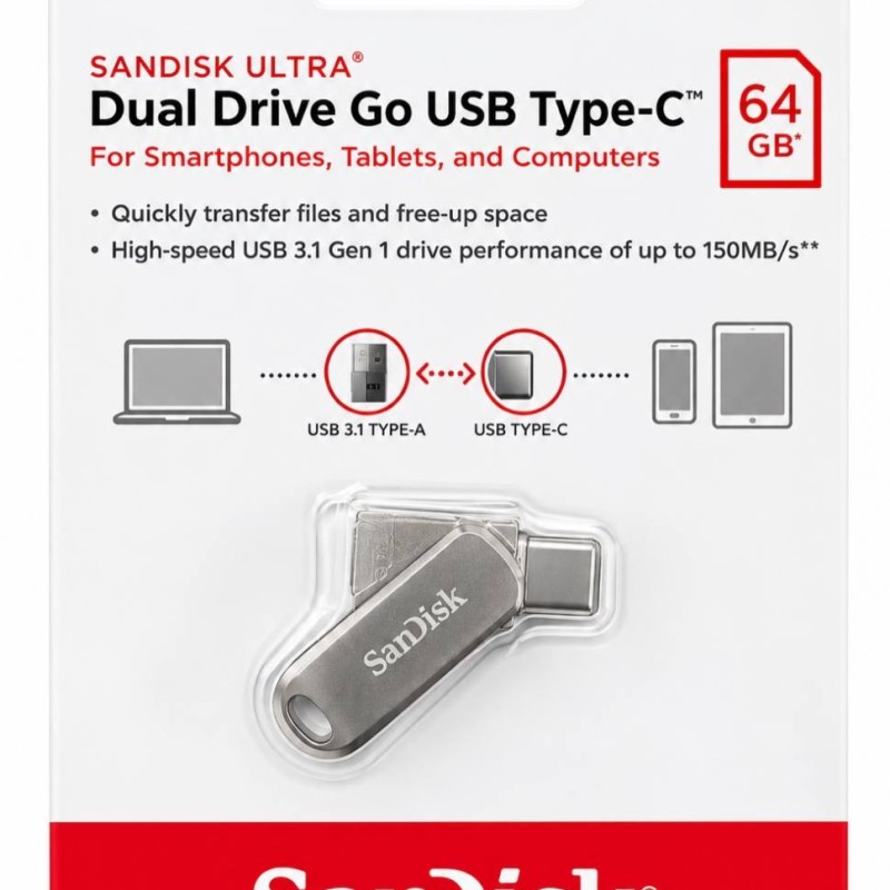 فلش مموری سن دیسک مدل Ultra Dual Drive GO USB Type-C ظرفیت ۶۴ گیگابایت