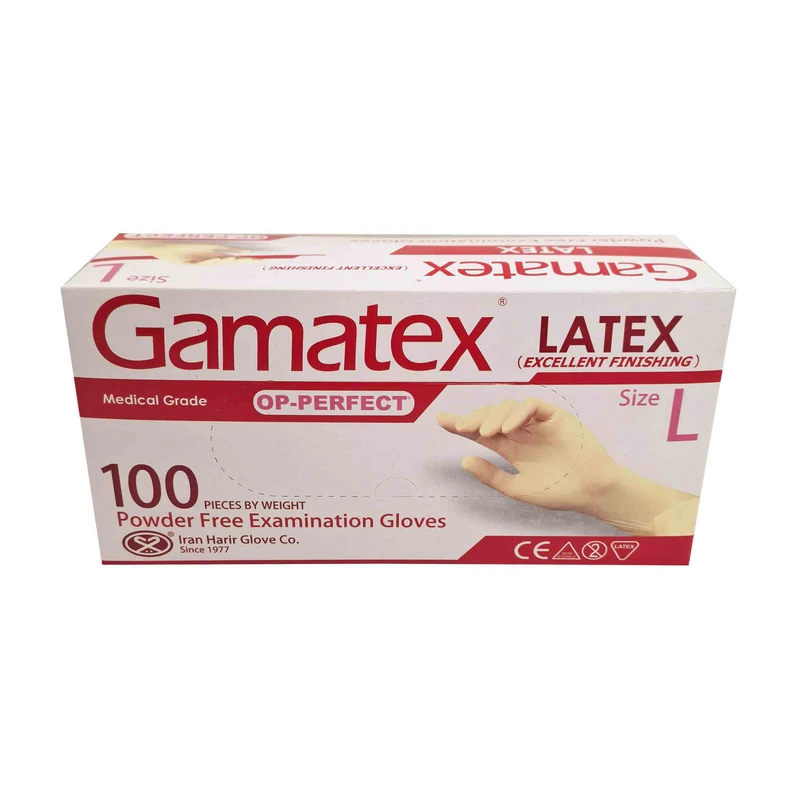 دستکش معاینه لاتکس بدون پودر GAMATEX