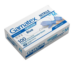 دستکش معاینه نیتریل (آبی) بدون پودر GAMATEX