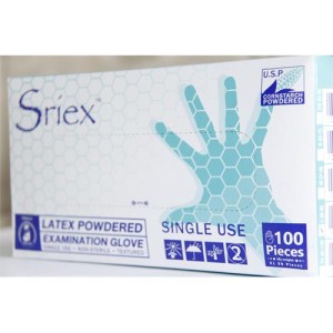 دستکش لاتکس پودری سریکس - SRIEX Latex Powdered Examination Glove