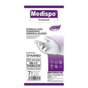 دستکش جراحی لاتکس کم پودر - Medispo Premium Sterile Latex Surgical Gloves Powdered