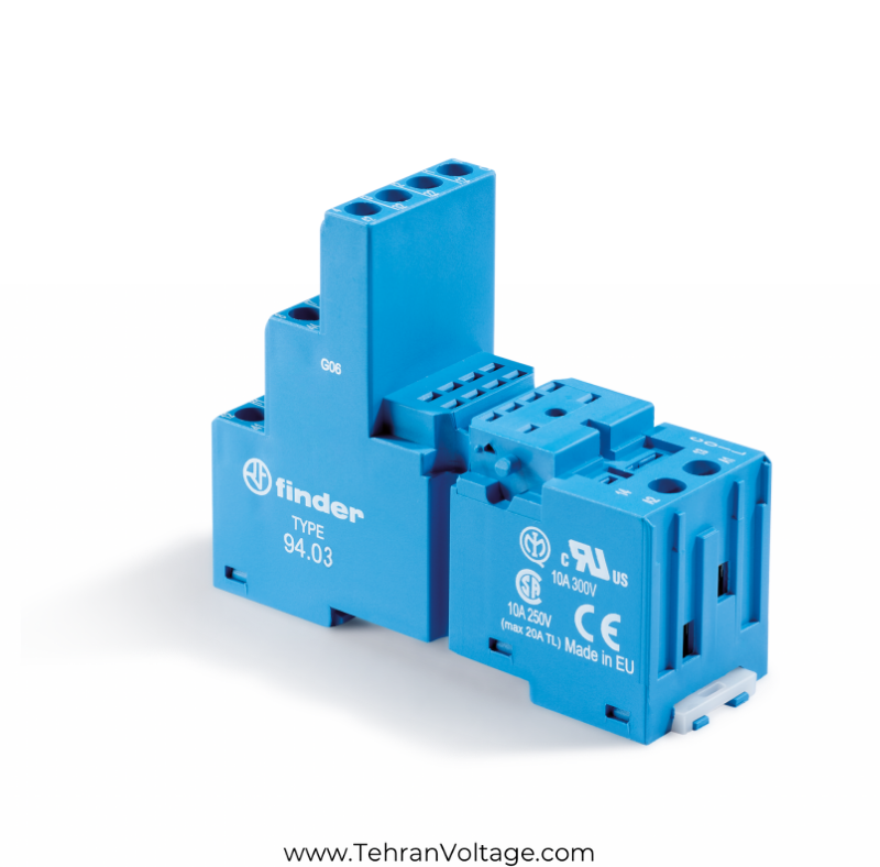 سوکت رله شیشه ایی فیندر ۳ کنتاکت تیغه ایی