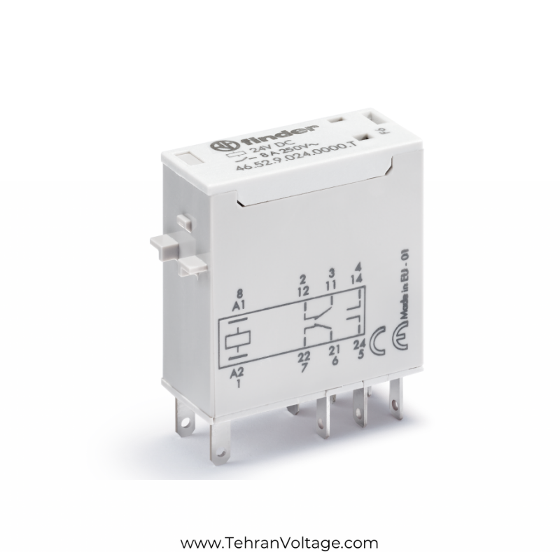 رله شیشه ایی فیندر ۲ کنتاکت 24VDC چراغدار