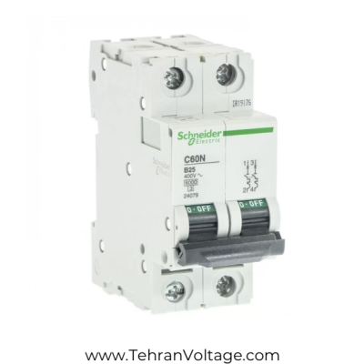 فیوز مینیاتوری اشنایدر دو پل 25 آمپر B Curve