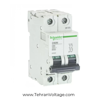 فیوز مینیاتوری اشنایدر دو پل 63 آمپر C Curve