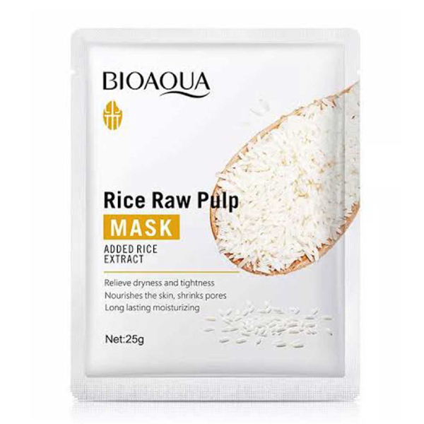 ماسک ورقه ای لایه‌بردار و آبرسان بایوآکوا حاوی عصاره برنج وزن 25 گرم