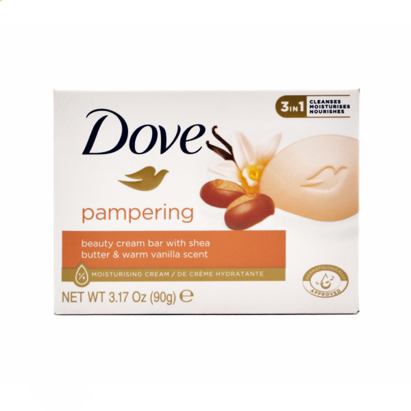 صابون داو حاوی شی باتر با رایحه وانیل مدل Pampering وزن ۹۰ گرم
