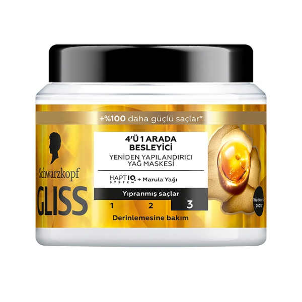 ماسک مو ۴ کاره تغذیه کننده گلیس مدل Oil Nutritive حاوی روغن مارولا حجم 400 میل