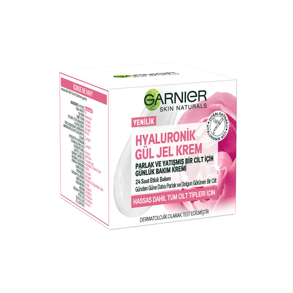 ژل کرم آبرسان  مناسب پوست‌های خشک و حساس گارنیه مدل هیالورونیک و گل رز حجم ۵۰ میل