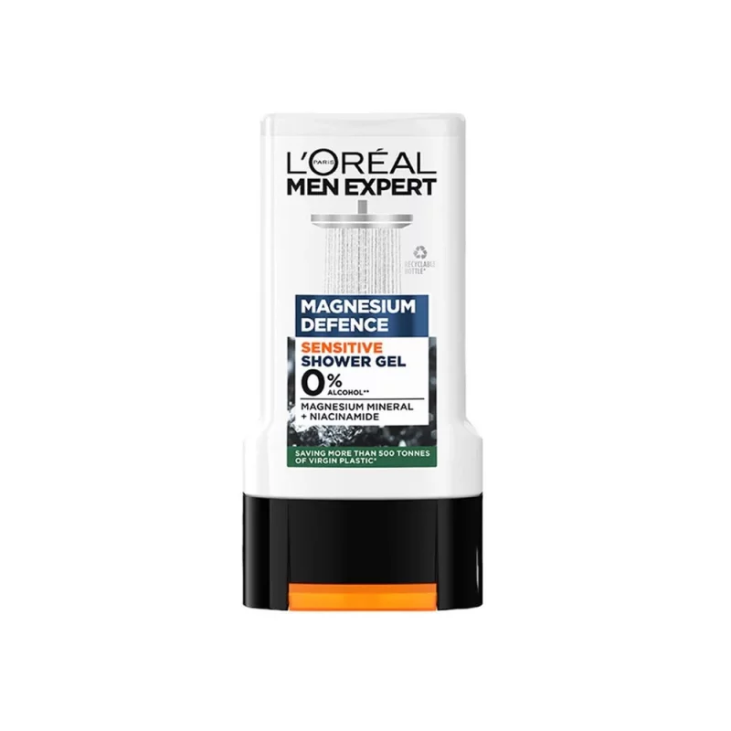 شامپو سر و بدن مردانه مناسب پوست‌های حساس لورآل مدل Magnesium Defence حجم 300 میل
