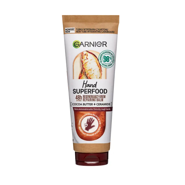 کرم دست ترمیم‌کننده حاوی کره کاکائو و سرامید گارنیه مدل Superfood حجم 75 میل