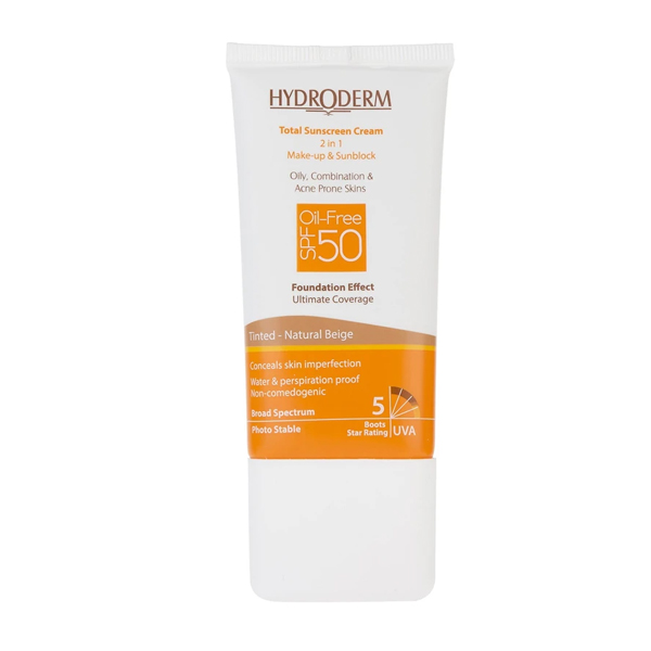 کرم ضد آفتاب فاقد چربی با پوشش کرم پودری SPF50 هیدرودرم حجم 40 میل