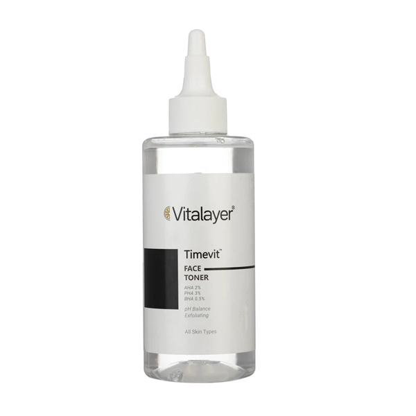 تونر پاک‌کننده و مغذی مناسب انواع پوست ویتالیر مدل Time Vit حجم 200 میل