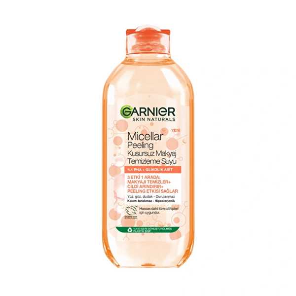 میسلار واتر لایه‌بردار و پاک‌کننده حاوی گلیکولیک اسید گارنیه مدل Micellar Peeling Kusursuz Makyaj حجم 400 میل