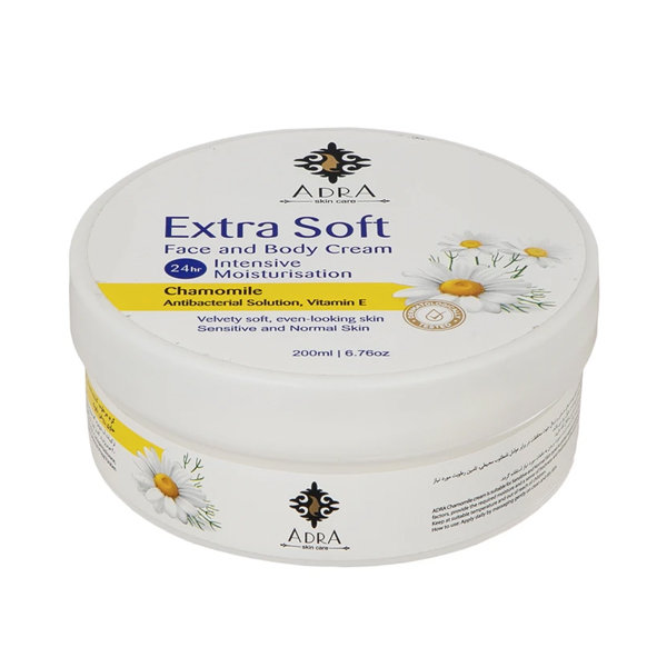 کرم مرطوب‌کننده و تسکین‌دهنده حاوی بابونه و روغن بادام شیرین آدرا مدل Extra Soft Chamomileحجم 200 میل