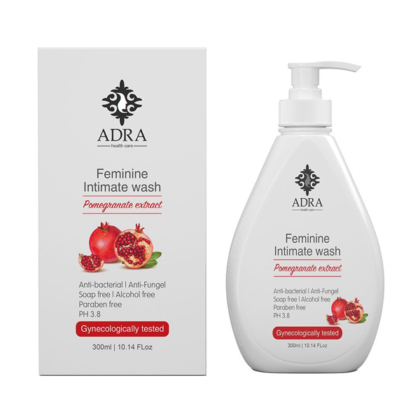 ژل بهداشتی بانوان پاک‌کننده و ضدعفونی‌کننده حاوی عصاره انار آدرا حجم 300 میل