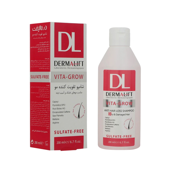 شامپو تقویت‌کننده و ضد ریزش درمالیفت مدل Vita-Grow حجم 200 میل