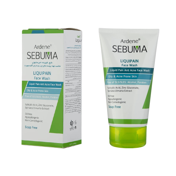 مایع شوینده غیر صابونی آردن سبوما پاک‌کننده و ضد جوش مناسب پوست‌های چرب و آکنه‌دار حجم 150 میل