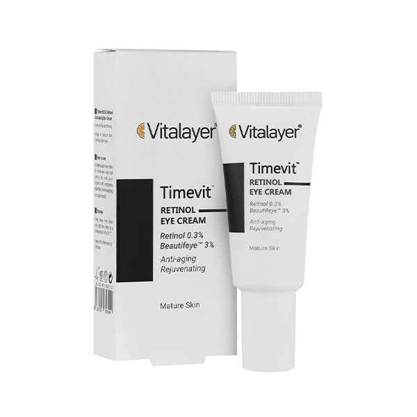 کرم دور چشم جوانساز و ضد چروک حاوی رتینول 0.3% ویتالیر مدل Timevit حجم 20 میل