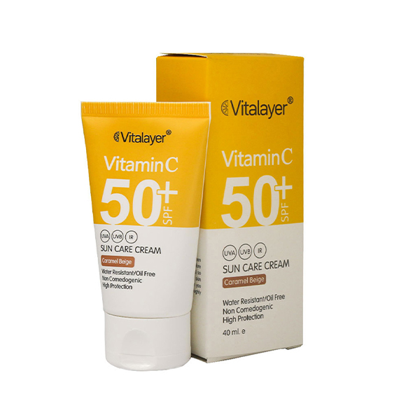 کرم ضد آفتاب رنگی محافظ و روشن‌کننده با SPF50 ویتالیر مدل Vitamin C حجم 40 میل