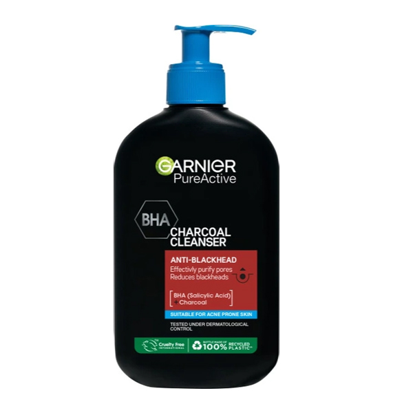 ژل شستشوی ضد جوش و مات کننده گارنیه مدل Pure Active Charcoal حاوی BHA حجم ۲۵۰ میل
