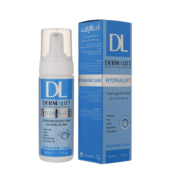فوم شستشو صورت مناسب پوست‌های خشک و معمولی درمالیفت مدل Hydralift حجم 150 میل