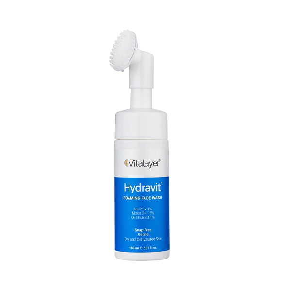 فوم شستشو آبرسان قوی حاوی برس سیلیکونی ویتالیر مدل Hydravit حجم 150 میل