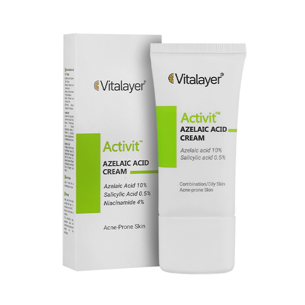 کرم ضد جوش و لایه بردار حاوی آزلاییک اسید ۱۰٪ ویتالیر مدل Activit حجم 30 میل