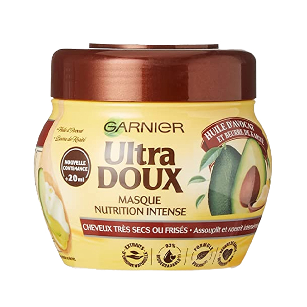 ماسک مو مغذی و ترمیم‌کننده با روغن آووکادو و شی باتر گارنیه مدل Ultra Doux حجم 300 میل