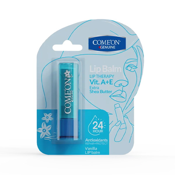 بالم لب مرطوب کننده با تاثیر ۲۴ ساعته کامان حاوی ویتامین E+A با طعم وانیل وزن ۴.۸ گرم