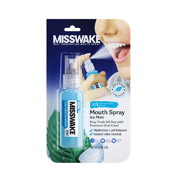 افشانه خوشبو کننده دهان خنک‌کننده و آنتی‌باکتریال میسویک با رایحه نعنای یخی مدل Ice Mint حجم ۳۰ میل