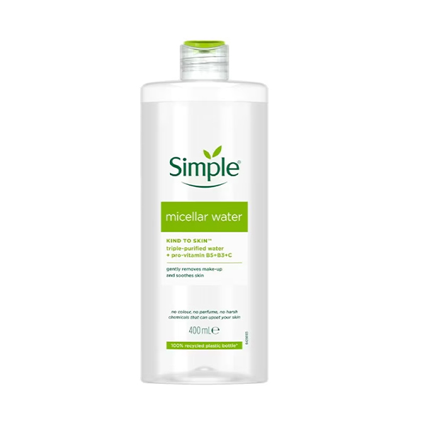 میسلار واتر پاککننده آرایش فوق ملایم سیمپل مناسب انواع پوست مدل Kind to Skin حجم 400 میل