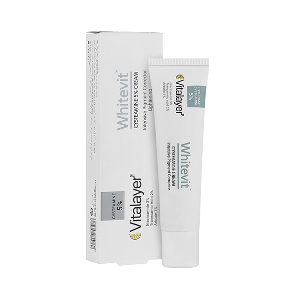 کرم ضد لک قوی و روشن‌کننده ویتالیر حاوی سیستئامین ۵٪ مدل Whitevit حجم 40 میل