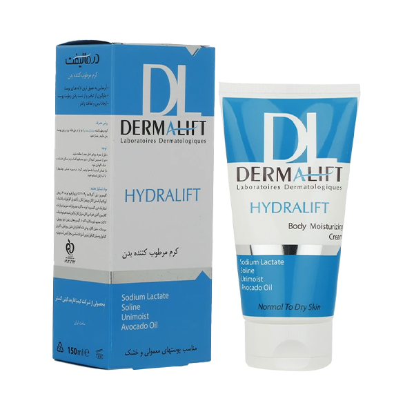 کرم مرطوب‌کننده بدن آبرسان قوی درمالیفت مخصوص پوست‌های خیلی خشک مدل Hydralift حجم 150 میل