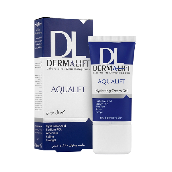 ژل کرم آبرسان و مرطوب‌کننده درمالیفت مخصوص پوست‌های خشک و حساس مدل Aqualift حجم 50 میل