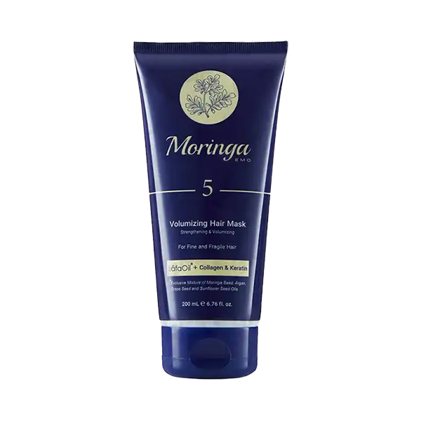 ماسک مو حجم‌دهنده و تقویت‌کننده مورینگا امو مخصوص موهای نازک و شکننده مدل شماره 5 حجم 200 میل