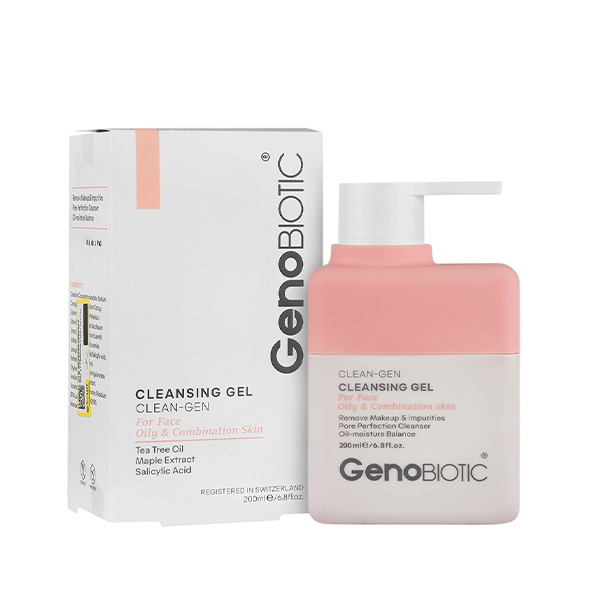 ژل شستشوی صورت ژنوبایوتیک کنترل‌کننده چربی مناسب پوست‌های چرب و مختلط مدل Clean-Gen حجم 200 میل