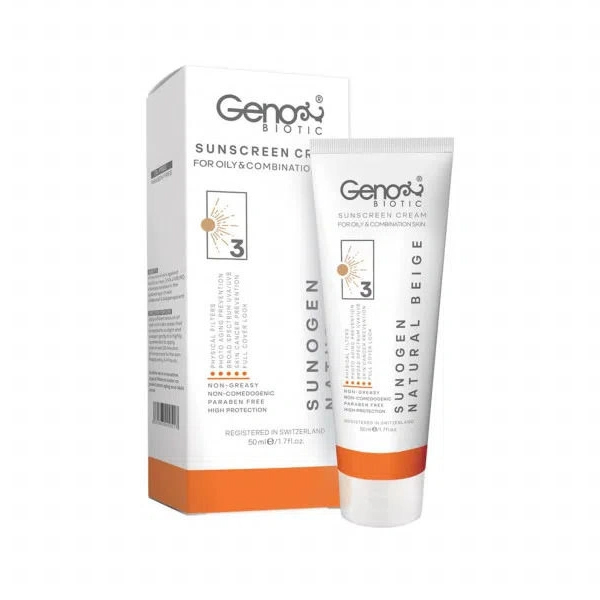 کرم ضد آفتاب بی رنگ و فاقد چربی ژنوبایوتیک SPF 50 مدل Sunogen مناسب پوست چرب حجم 50 میل