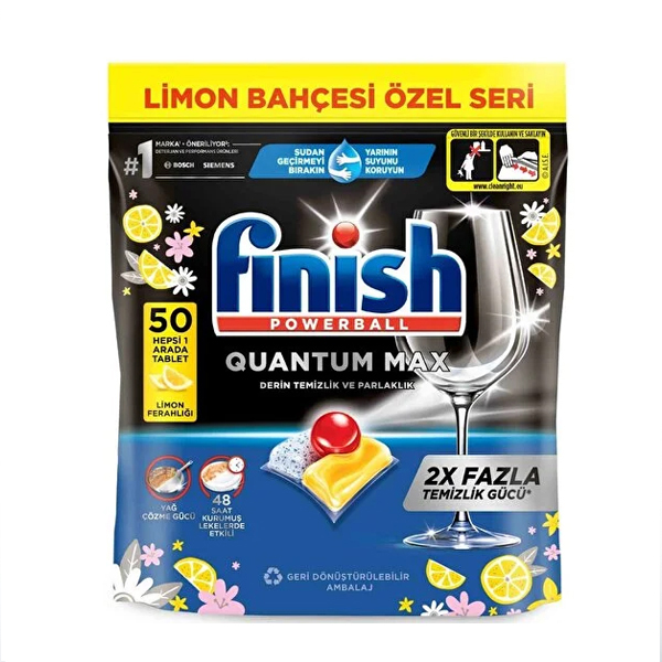 قرص ماشین ظرفشویی فینیش مدل Quantum Max با رایحه لیموی تازه بسته 50 عددی