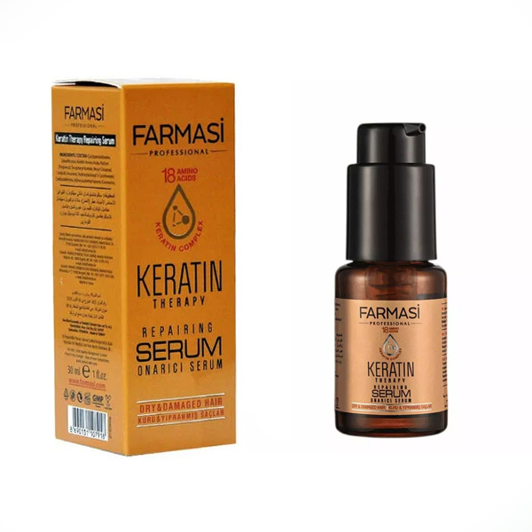سرم مو ترمیم کننده کراتین و ۱۸ آمینو اسید فارماسی مدل Keratin Therapy حجم ۳۰ میل