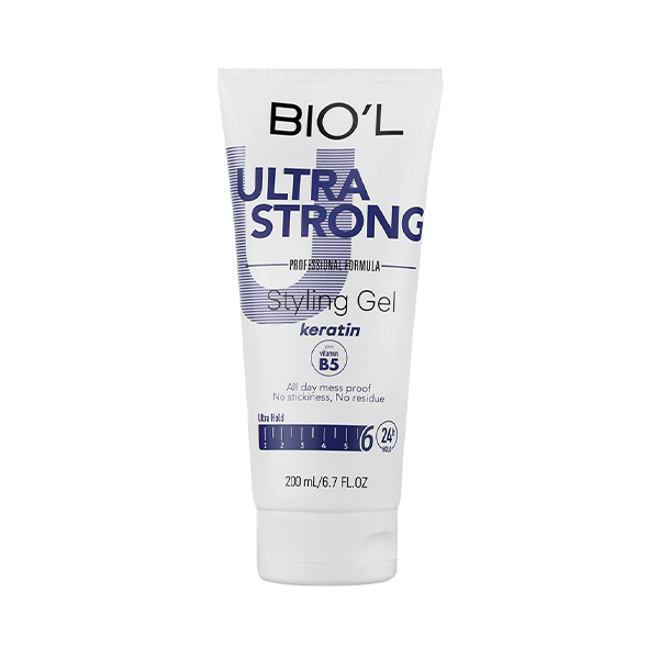 ژل حالت دهنده مو بیول مدل Ultra Strong با قدرت نگهدارندگی بسیار قوی و حاوی کراتین حجم ۲۰۰ میل