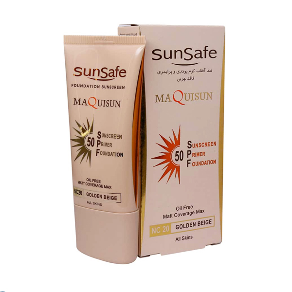 کرم ضد آفتاب کرم پودری و پرایمری سان سیف مدل Maquisun با SPF50 و ماندگاری ۱۲ ساعته حجم ۴۰ میل
